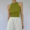 Débardeurs femmes Sexy femmes débardeur décontracté Streetwear Camisole vert été côtelé sans manches gilet Y2k tricoté Camis hauts courts