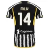 2023 24 Vlahovic Home Zebra Soccer Jerseys Milik Pogba Away Kit 23 2024 Chiesa Milik Kean Top koszulki piłkarskie locatelli bonoh t weah Di Maria Men Sets