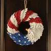 Decoratieve Bloemen Kransen Kerst MC Eagle krans Home decor Deur hangende Amerikaanse vlag krans hanger Onafhankelijkheidsdag T230512