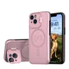 Phone Cases for iPhone 12 Pro Magnet Magsafe Wireless Charger Car Holder Cover PC TPU Rugged Shockproof Kickstand Shell with Bracket Lens Protection