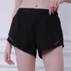 2023 Lu Hot Womens Yoga Shorts Broek Pocket Sneldrogende Gym Sport Outfit Hoogwaardige Stijl Lu Zomerjurken elastische Taille