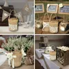 Party Decoration Wedding Burlap Basket Bag Linen Handle Vintage Rustic Ceremony Flower Tableware Supplies DIY Pography Prop