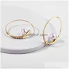 Hoop Huggie Nouvelles Boucles D'oreilles En Cristal Avec Perle Vintage Colorf Brillant Strass Géométrique En Forme De Cercle Boucle D'oreille Pour Lady Wo Dhgarden Dhaw0