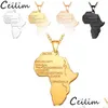 Colares pendentes de aço inoxidável Africa Map Map Chain Gold Color Chain African Hiphop Gifts For Men Women 4 Cores Dhgarden Dhcog