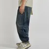 Jeans da uomo Four Seasons American Retro Spray Paint Denim Moda uomo Cotone lavato Crea vecchi pantaloni larghi dritti casuali