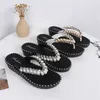 Pantoufles compensées bling perles tongs femmes été nouvelle plate-forme de perles sandales mode plage diapositives femme chaussures goujons G230512