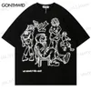 Erkek Tişörtler Hip Hop Grafik Tişörtleri Sokak Giyim Y2K Harajuku Japon Karikatür Baskı Büyük Boy Tişört 2023 Erkek Moda Pamuk Tee Tips T230512