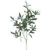 装飾的な花ユニークな人工緑の葉の絶妙なシミュレーションオリーブブランチ耐久性diy 10分岐枝の茎