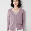Women's Knits Cardigan Sweater Candy Colors Autumn Spring Korean Fashion Style Knitted V Neck Solid For Women Casual Office Lady