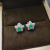 Studörhängen Blomma örhänge Natural Emerald Real Original 925 Sterling Silver 3mm 2st Gem