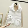 Parkas 2022 Autumn Winter New Short Vest Sweet Rabbit Splicing Fashion Korean Jacket Trend Cotton Padded Women Windproect Warm Waistcoat