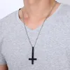 Pendant Necklaces Male Black Plated St Peter's Inverted Cross Necklace For Men Stainless Steel Choker Crux De Sanctus Petrus