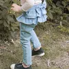 Kot Varış Koreli Bahar Sonbahar Kızlar Kot kızlar etek pantolonları Bow Girl Bebek Sevimli Pantolon Çocuk Denim Pant 2-11y CC002 230512