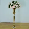 Party Decoration Wedding Tall Gold Trumpet Flower Vases Metal Stand For Table Centerpieces Event 1488