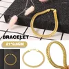 Link bransoletki klasyczne męską bransoletkę Bransoletka Vintage żółte złoto kolor ręczny łańcuch mody metalowa biżuteria dla kobiet Pulseira Prezent