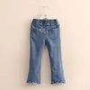 Jeans printemps automne décontracté 3 4-12 ans enfants pantalons longs élastiques lavé gland jambe large évasé Denim Jeans pour bébé enfants filles 230512