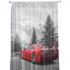 Cortina de cortina de carro esportivo vermelho cortinas de tule para sala de estar com cortinas de janela transparente pura