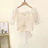 Zweiteiliges Kleid Damenkleid Anzug Frühling/Sommer Mode Kurzarm TopMesh Halber Midirock Zweiteiliges koreanisches elegantes kurzes Set 230512