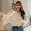 Femmes Tricots Chandails Femmes Doux Sexy Sueters De Mujer Revers Mohair Rose Cardigan Crop À Manches Longues Blanc Veste Coréen Chic Mode Sauvage