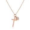 Pendentif Colliers FATE LOVE Marque Femmes Collier Coeur Croix Pendentifs Bijoux De Mode Pour Fille En Acier Inoxydable Chaîne Or Rose Couleur