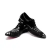 Lace Fashion Up Print Business Italiaans puntige teen punk rock brogue brogue klassiek echt lederen mannelijke derby schoenen 3520