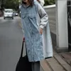 Women's Jackets Single Breasted Loose Coat Casual Patchwork Denim Sweatshirt Long Jacket Women With Hood Vintage Korean Chic Outwear