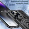 Magnetic Hollow Out Vogue Phone Case för iPhone 14 13 12 Pro Max Samsung Galaxy S23 Ultra Hållbar smal bilmonteringsfäste Skydd som stöder trådlös laddning