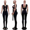 Kvinnors tvåbitar byxor spetsar upp 2 -stycken Set Women Summer Sexy V Neck Sleeveless Bandage Backless Top + Pants Slim Tracksuit Women Lounge Wear Outfits T230512