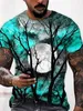 RUKAS Universal T-shirt Shirt Moon T-shirt Graphic Printing Neck Cut Wine Blue Purple Yellow Red 3D Printing Halloween Casual Short Sleeve Printing Clothing