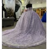 Leylak Lavanta Kelebek Sevgilim Quinceanera Elbiseler Gillter Dantal-Up Corset Prom Tatlı 16 Elbiseler Vestidos De 15