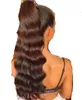 Moda novo penteado cabelo humano trançado rabo de cabelo, onda corporal extensão de rabo de cavalo virgem para a beleza européia 140g