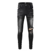 2023new Desigenr Street Fashion Hole Patch Jeans High Men's Personalized Design Slim Leggings 98ci