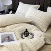 Bedding Sets Plush Four-piece Set Milk Velvet Winter Thickened Bed Sheet Double-sided Duvet Cover Princess Style