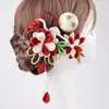 Pinces à cheveux Kimono japonais Tissu fait à la main Fleur Accessoires Clip Tassel Headwea Coiffe Barrette Party Summer Yukata Festvial Deco