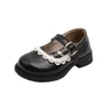 Flat Shoes Girls Mary Janes Kids Oxford Black White Lace Princess Barn Dance Show läder Lolita Spring Autumn