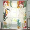 Curtain Toucan Flower Fruit Tropical Plants Pineapple Map Tulle Sheer Window Curtains For Living Room Bedroom Voile Decor