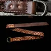 Gürtel Personalisierter Leder-Doppelring-Messingschnallengürtel Unisex Luxus-Vintage-Design Gewebte Herren-Bikerjeans Handgemacht 38 mm