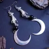 Dangle Earrings Hand & Moon Stone Gothic Big Vikings Witchy Medieval Boho Creativity Punk Jewellery Women Fashion Gift 2023