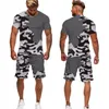 Herrspårssuits Summer Camouflage TeesshortsSuits Men's T Shirt Shorts Tracksuit Sport Style Outdoor Camping Hunting Casual Mens Clothes 230511