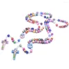 Pendentif Colliers Enfants Mignons Coloré Polymère Argile À La Main Croix Chapelet Collier Perles De Prière Religion Christianisme Bijoux Accessoires