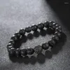 Charm Bracelets 10mm Pave Rose Male Disco Ball Black CZ Zirconia Bracelet Lava Stone Bead For Men Women Jewelry