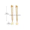 Goujon Gland Or Couleur Étoile Conception Chaîne Angle Longues Boucles D'oreilles Déclaration Dangle Pour La Fête Bijoux En Gros Drop Delive Dhgarden Dhpzq