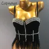 T-shirt Cupnaya Glitter Diamante Kobiety Upraw Top Spaghatti Pasek Bustier Bustier Summer Sexy Clubwear Cami gorset