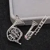 Broches instrumentos musicais de shinestone da moda pino de broche para homens homens sax violino harpa trombone gitar colar jóia presente