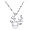 Chaînes mignon renne bois perle chaîne pendentif collier cerf cerf cadeau de noël décoration