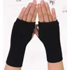 Sports Gloves 1 pair winter cotton gloves half finger sports fingerless short mesh gloves female autumn winter warm workout gloves P230512