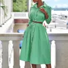 Dwuczęściowa sukienka elegancka spódnice z guziki bluzki guziki garnitur jesienny moda w paski nadruk dwuczęściowe zestawy swobodne 3/4 rękawy stroje 230512