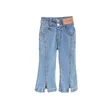 Dżinsy Spring Girls Denim Open Pants Ubranie dla dzieci Baby Girl Botton But Cut Dżinsy dla dzieci szerokie nogi dżinsy 1-10Y 230512