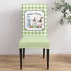 Fundas para sillas de Pascua verde a cuadros huevo cubierta de grano de madera comedor Spandex asiento elástico decoración de oficina en casa juego de fundas de escritorio