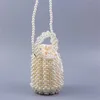 Pearl Bag Designer Brand Clear Acrylic Crystal Stone Pärla Box Totes Handväska Kvinnor Handgjorda Summer Party Small Bucket Purse 230512